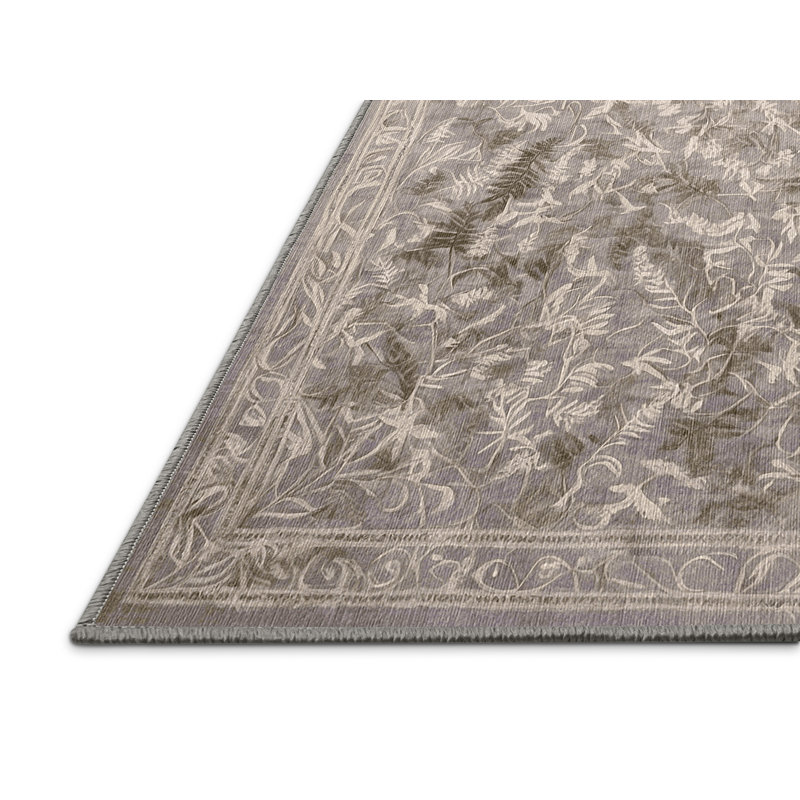 Machine Washable Gray Area Rug, Square 8'