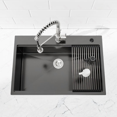 Évier de cuisine 36 po x 19 po multifonctionnel encastré à la main en acier inoxydable S304