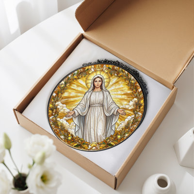 Religious Figure Stained Glass Window Panel，7.8H