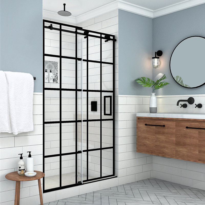 Kamaya XL 44-48" W x 80" H Single Sliding Frameless with StarCast by EnduroShield, Right