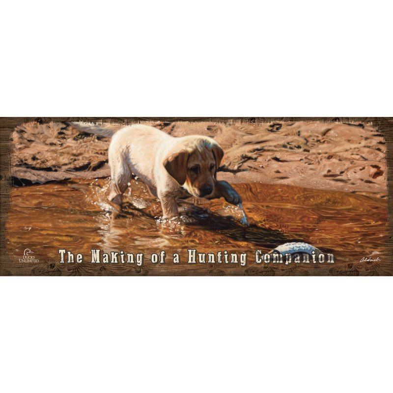 Piddle Paddle Pup, 12" x 30", Panneau, La fabrication d'un compagnon de chasse