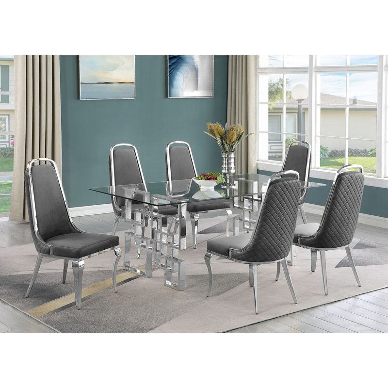 Ensemble de salle à manger rectangulaire Godley L 79 po x l 40 po, Gris foncé