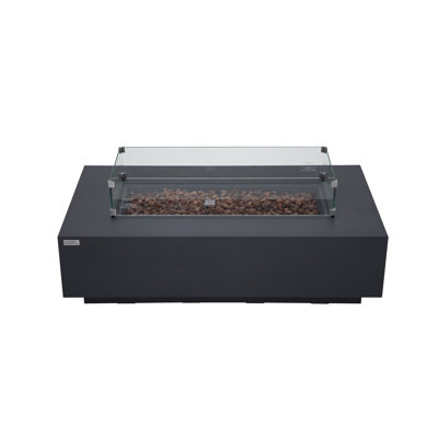 Madison 60" Concrete Natural Gas Fire Pit Table with Wind Guard & Burner Lid