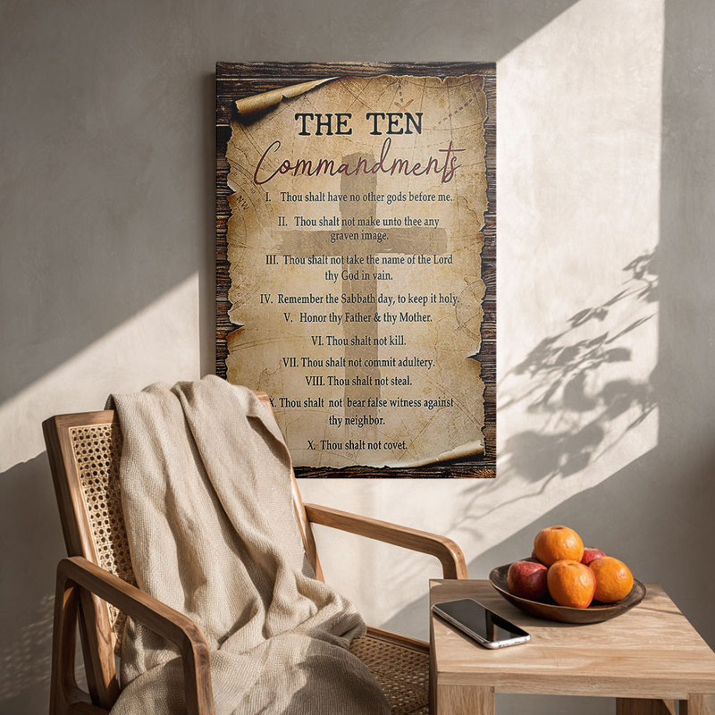Impression sur toile rétro «Christian The Ten Commandments» - Studio spirituel, 24 * 16 pouces (60 * 40 * 2cm)
