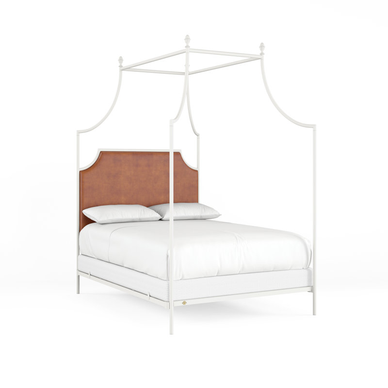 337 Flying Arch Canopy Bed | Complete Canopy, Queen, Matte White/Copper