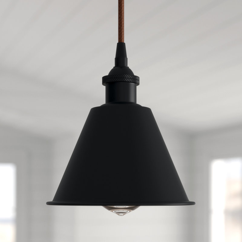 Luminaire suspendu conique 1 lumière Farlane, Ampoule DEL 6 watts Vinage, Blanc et chrome poli
