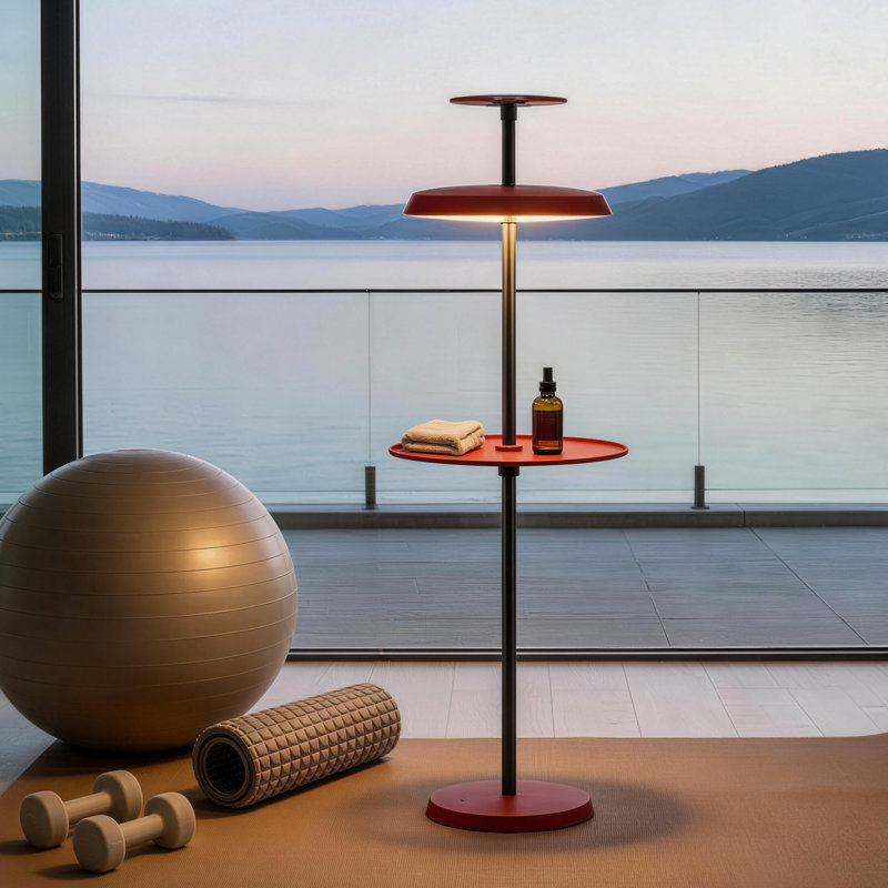 GEEK 49.2'' Modern 3-in-1 Charging & Storage Floor Lamp with Magnetic Wireless Charging Red, Hematite