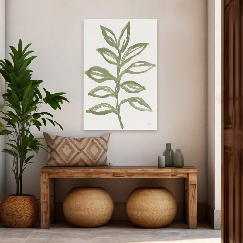 Nature in Sage II, blanc, botanique, vert contemporain, H 48 po x l 32 po