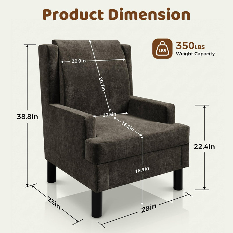 Fauteuil d'appoint à oreilles MidCentury, Dark Brown