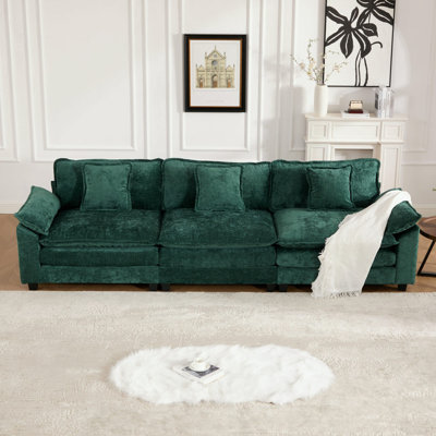 Canapé modulaire 3 places en chenille avec coussin moelleux