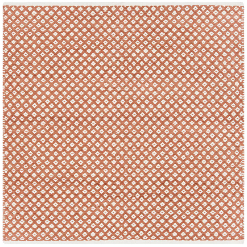Tapis géométrique en coton tissé à plat Alpizar, Carré 4 pi