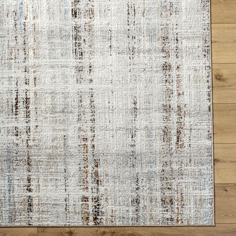 Rectangle Acanthe Machine Woven Polyester/Polypropylene Area Rug in Brown/Gray, Rectangle 5'3" x 7'