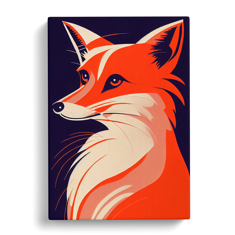 Fox Deco Style - Wrapped Canvas, 76cm H x 50cm W x 3cm D