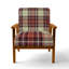 Fauteuil d'appoint rembourré à motif tartan vert et orange Fetullah-384490241-384490488