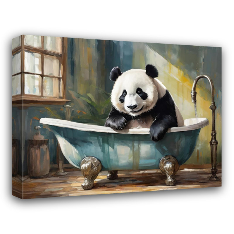 «Panda Bathaign» sur toile, H 15 po x l 18 po
