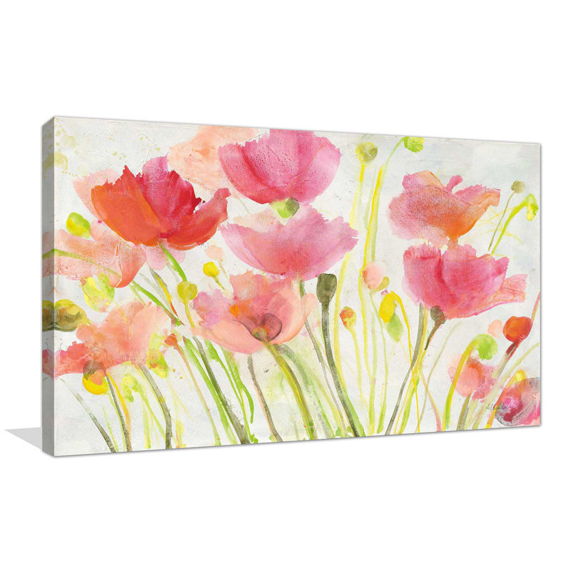 Coquelicots fluorescents - Peinture, Toile tendue, H 18 po x l 30 po x P 1 po