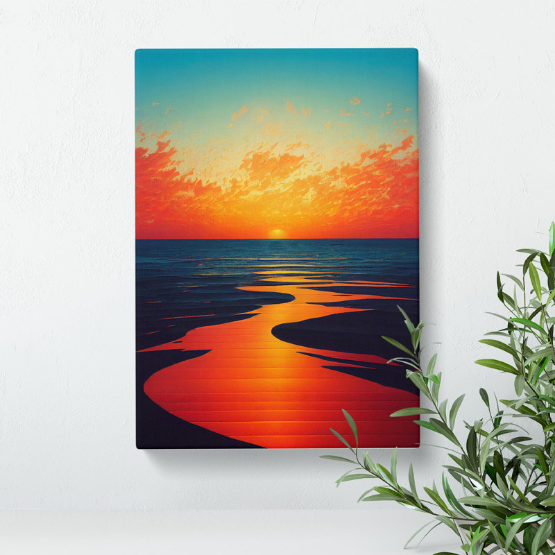 Sunset Watercolour Art No.1 - Wall Art, Wrapped Canvas, 60cm H x 40cm W x 2cm D, No Matte