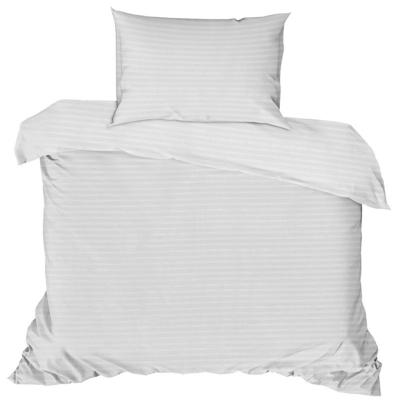 Ensemble de housse de courtepointe luxueuse en satin simple XXL, 100% coton, blanc | Housse de couette 61 x 87 et taie d'oreiller 31,5 x 31,5 | Lavable à la machine, contexture de 211 fils, impression réactive, enveloppe et fermeture à boutons | Literie douce et élégante