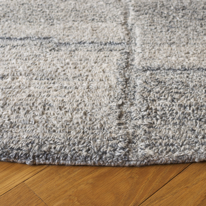 Tapis gris en laine touffeté à la main Elius, Rond 6 pi