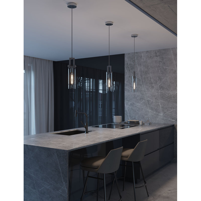 Luminaire suspendu 4 po Dessie, Nickel satiné