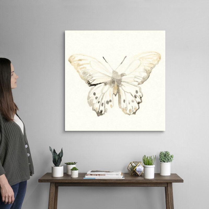 «Sepia Butterfly Impressions II» par Vess June Erica, reproduction d'art sur toile, H 30 po x l 30 po x P 1 po, Toile tendue