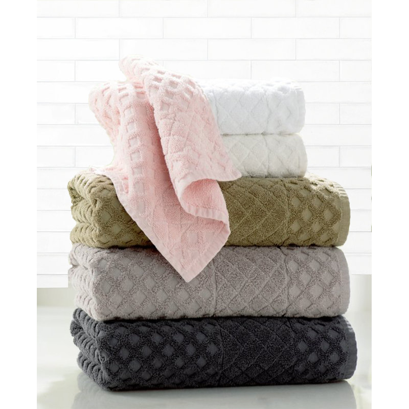 Fishback Turkish Cotton Plush Jacquard Washcloth, Peach