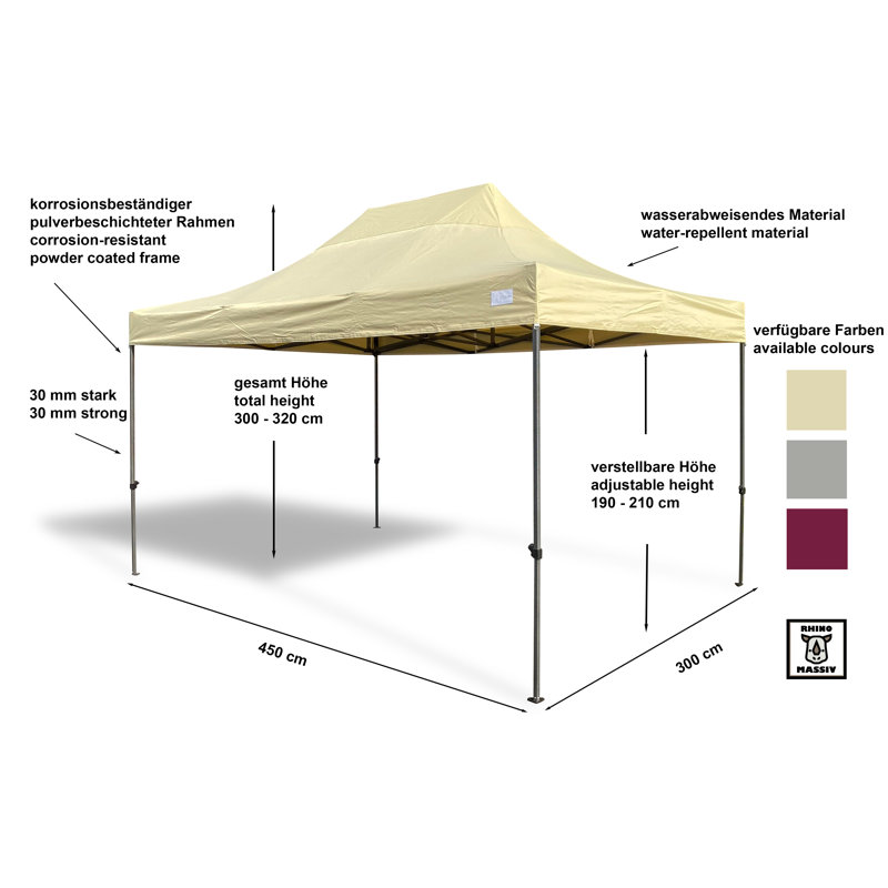 4.5m x 7.62m Steel Pop-Up Gazebo, Bordeaux