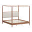 Structure de lit à baldaquin en bois massif de style Mid-Century avec tête de lit tapissier Boucle, lit plateforme à 4 colonnes avec pieds fuselés, aucun sommier requis, assemblage facile-793916953-793916964