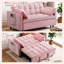 Canapé moderne en velours, canapé-lit convertible 3 en 1, petite causeuse de 55 pouces avec dossier, canapé-lit avec coussin, poches, mobilier de salon, rose
