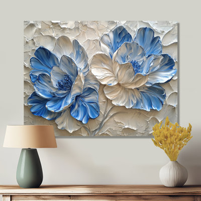 Cream Velvet Blue Rhododendron Path III - Rhododendron Print On Metal