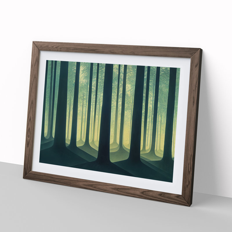 Luminous Forest - Single Picture Frame Print, 25cm H x 34cm W x 2cm D, Walnut