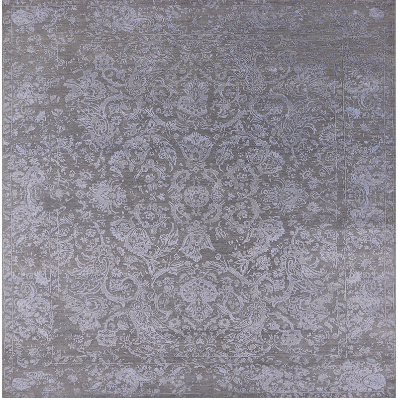 Tapis gris à motif floral Hultgren, Carré 3 pis