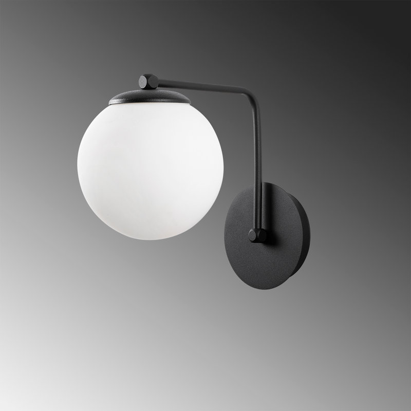 Industrial Wall Lamp, Black Metal Body, 5.9 x 10.2 x 8.7 inches | Glass Cap, E27 Socket, Max 40W | Elegant Scandinavian Design, IP20 Rated | Perfect for Living Room, Bedroom, or Office Decor