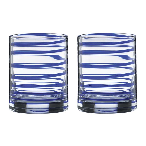 Kate Spade New York Acrylic Stemless Wine Glass Set, Navy Stripe -  Lifeguard Press