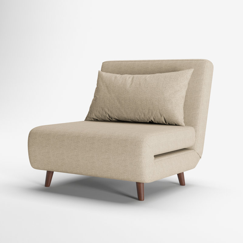Fauteuil convertible Jacquelyn, Mélange de polyester beige grès, 39.4"