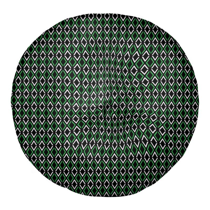 Coussin Katelyn Elizabeth, 26 po x 26 po, Noir; vert, Circulaire