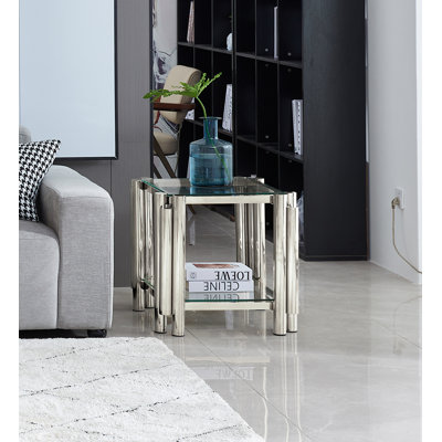 Allysah Glass Top End Table