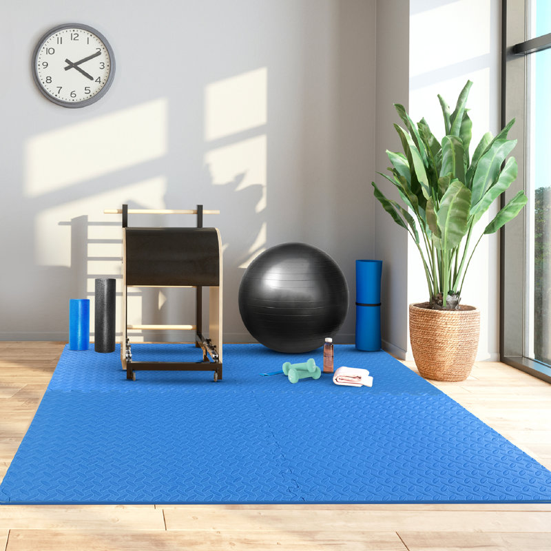 Blue 12-Square Feet Interlocking EVA Foam Exercise Mats