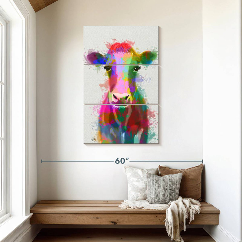 Brampt Rainbow Splash Cow, 45" H x 28" W