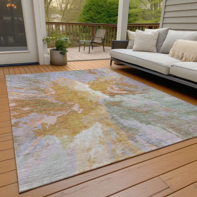 Machine Washable Indoor/Outdoor Claudian ACN1632 Rust Rug, Rectangle 8' x 10'