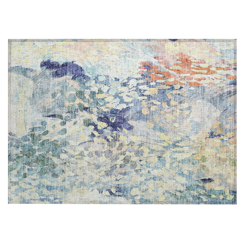 Machine Washable Indoor/Outdoor Chantille ACN2736 Modern Rug, 1'8" x 2'6", Blue