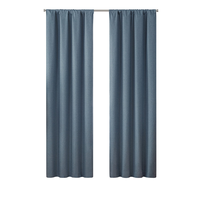 Eclipse Cannes Magnitech 100% Blackout Curtain, Rod Pocket, Seamless Magnetic Closure (1 Panel), 40" W x 63" L, Dark Blue