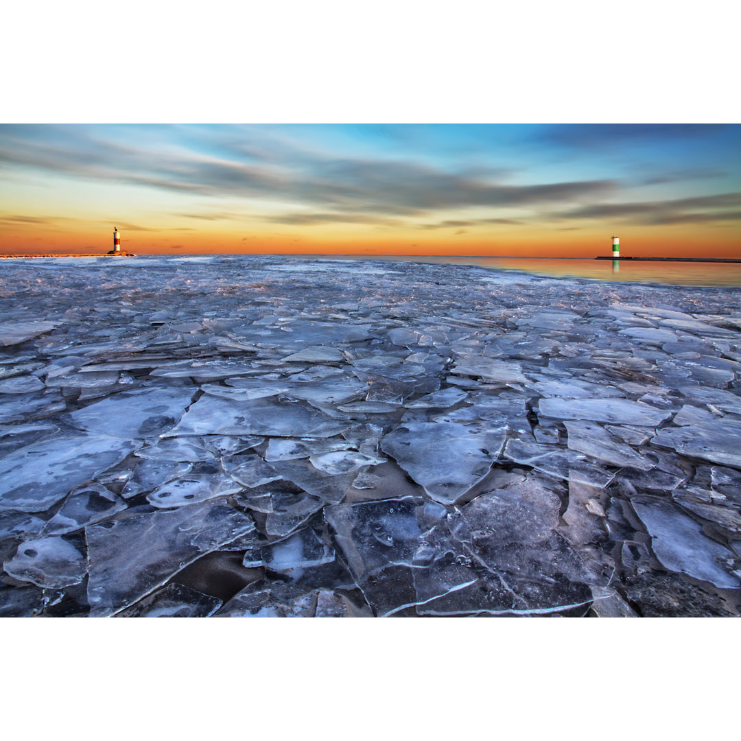Frozen Icy Lake, USA - Wrapped Canvas Print