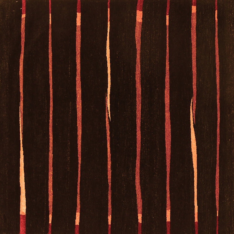 Tapis rayé orange / noir / rouge en polyester tissé à la machine Munyak, Carré 3 pi