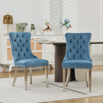 Ensemble de 2 chaises capitonnées avec garniture cloutée