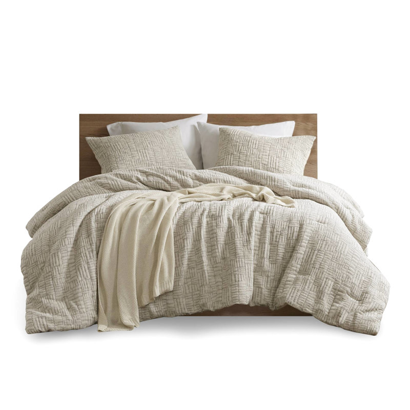 Ensemble 3 pièces d'édredon surdimensionné 100% beige