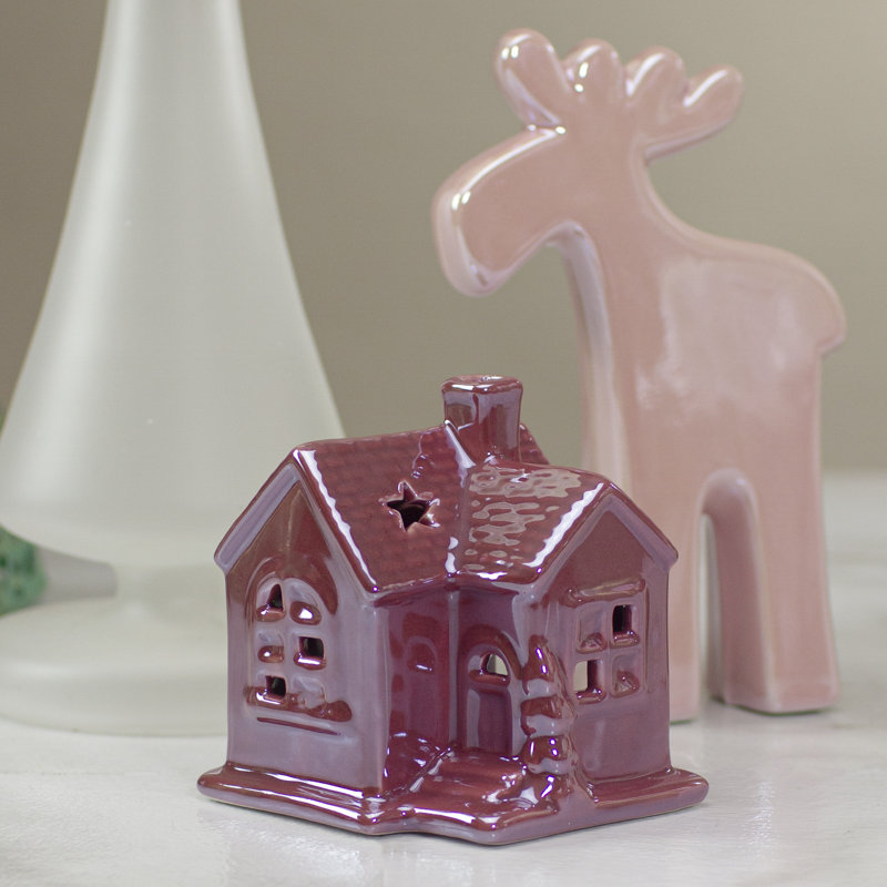 Décoration de table de Noël en céramique rose 4 po