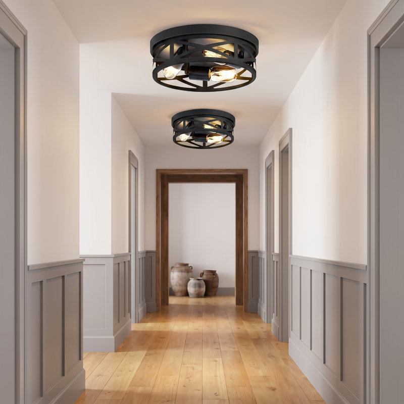 Luminaire de style ferme à 3 lumières, noir mat, 12,7 po (ensemble de 2)