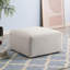 Repose-pieds carré en chenille beige sans assemblage