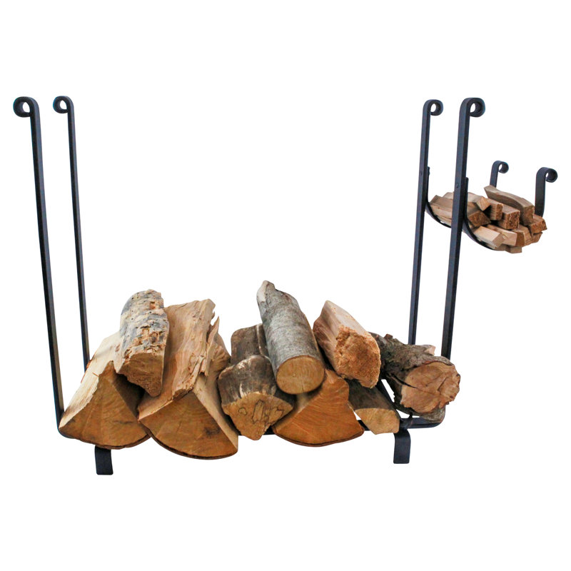 Handcrafted Large Rectangle Fireplace Log Rack Black